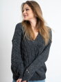 Dámsky sveter s výraznou pleteninou HESS graphite 