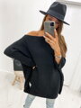 Dámsky luxusný predlžený sveter SW06-20 čierny