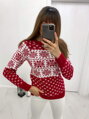 Vianočný sveter červeno-biela vločka SW25-1920