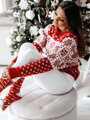Vianočný sveter červeno-biela vločka SW25-1920