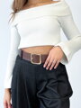 Dámsky svetrový crop top s padnutými ramenami