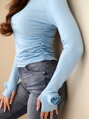 Dámsky babyblue top s dlhým rukávom ART0333-1 