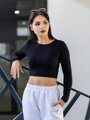 Bavlnený crop top VSB AMI čierny