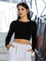 Bavlnený crop top VSB AMI čierny