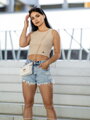 Dámsky vrúbkovaný croptop VSB LOLLY béžový 