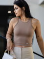Pohodlný dámsky VSB LOLLY croptop v hnedej farbe