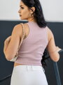 Dámsky VSB vrúbkovaný croptop LOLLY powder pink 