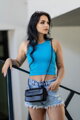 Obtiahnutý dámsky VSB croptop LOLLY azure