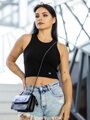 Čierny dámsky vrúbkovaný croptop VSB LOLLY 