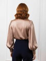 Saténová dámska béžová blúzka VSB ELEGANT
