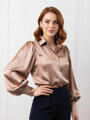 Saténová dámska béžová blúzka VSB ELEGANT