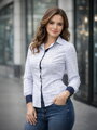 Biela vzorovaná dámska košeľa Slim Fit VS-DK1869