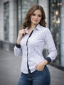 Biela vzorovaná dámska košeľa Slim Fit VS-DK1869