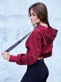 Crop Top mikina do pásu VSB LEA bordo