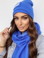 Luxusný teplákový VSB set šál + čiapka modrá