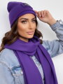 Luxusný teplákový VSB set šál + čiapka fialová