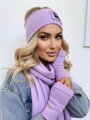Luxusný teplákový VSB set šál + čelenka lila fialová