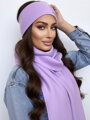 Luxusný teplákový VSB set šál + čelenka lila fialová