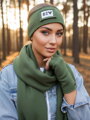Luxusný teplákový VSB set šál + čelenka olivová