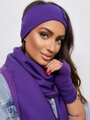 Teplákový VSB set šál + čelenka + rukavice fialová