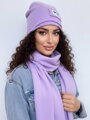 Luxusný teplákový VSB set šál + čiapka lila fialová