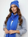 Luxusný teplákový VSB set šál + čiapka modrá