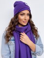 Luxusný teplákový VSB set šál + čiapka fialová