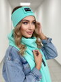 Luxusný teplákový VSB set šál + čelenka mentolová 