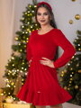 Zamatové šaty do áčka VSB VELVET RED