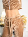 Dámska crop-top velúrová VSB NORA mikina beige