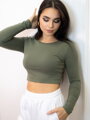 Bavlnený crop top VSB AMI olivový