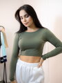 Bavlnený crop top VSB AMI olivový