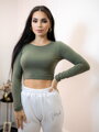 Bavlnený crop top VSB AMI olivový