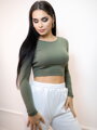 Bavlnený crop top VSB AMI olivový