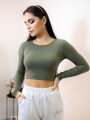 Bavlnený crop top VSB AMI olivový