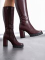 Dámske čižmy na opätku z pravej kože LOTTA - bordo 