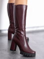 Dámske čižmy na opätku z pravej kože LOTTA - bordo 