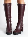 Dámske čižmy na opätku z pravej kože LOTTA - bordo 