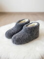 Kotníkové nízke papuče z ovčej vlny teplučké model 104 sivé