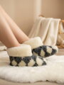 Papuče z ovčej vlny teplučké  model 103 šachovnica