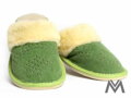 Dámske kožené papuče Model 16 zelené zateplené