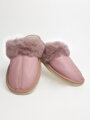 Dámske zateplené kožené papuče model 109 v ružovej farbe 