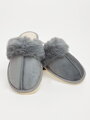 Sivé dámske zateplené papuče s kožušinou model 110