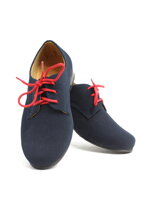 Chlapčenské detské spoločenské kožené topánky 99 modré matné nubuk