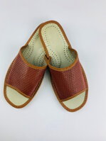 Pánské kožené papuče v hnědé barvě 18B