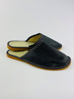 Pánské kožené papuče v černé barvě 17A