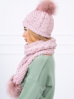 Dámsky pletený set šál a čiapka K110 ružová