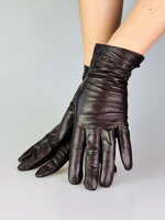 Tmavo-hnedé dámske kožené rukavice 