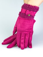 Dámske rukavice s mašličkou fuchsia 