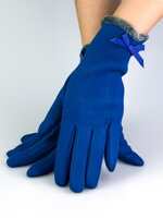 Dámske rukavice s mašličkou kráľovsky-modré 